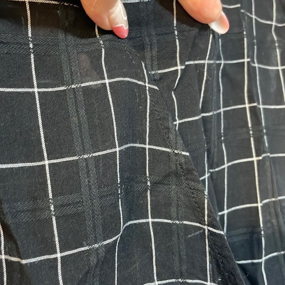 NWT black white check 100% cotton light loose fit cap short sleeve top S XS - Picture 3 of 9